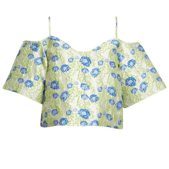 Ganni Floral Jacquard Off the Shoulder size 8/10 - Picture 3 of 10